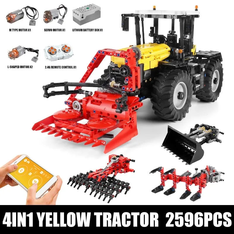 Mould King MOC Motorized Building Block Set: APP RC Tractor Fastrac 4000ER Truck 17019, Model K17019