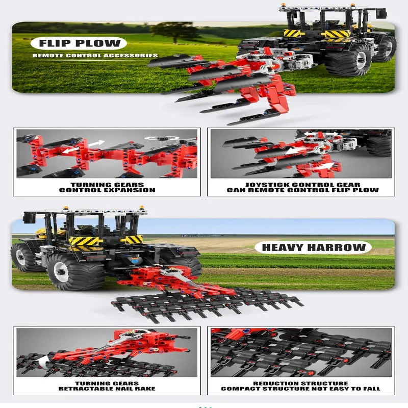 Mould King MOC Motorized Building Block Set: APP RC Tractor Fastrac 4000ER Truck 17019, Model K17019