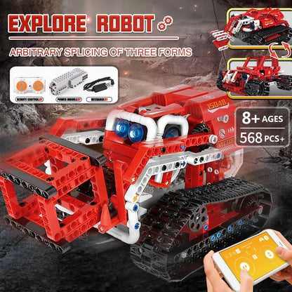 Mould King MOC Motorized Building Block Set: APP Transport RC Robot 15048, Model K15048