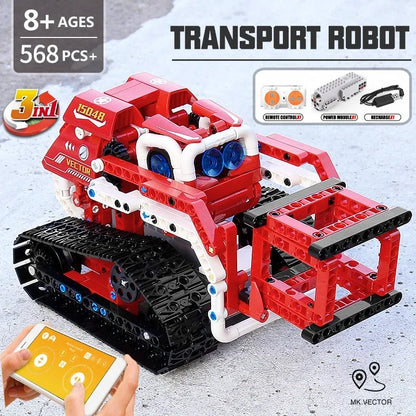 Mould King MOC Motorized Building Block Set: APP Transport RC Robot 15048, Model K15048