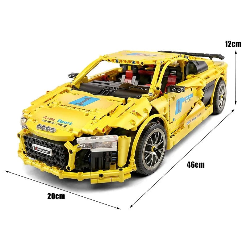 Mould King MOC Motorized Building Block Set: Audi R8 V10 Roadster Racing Car 13127, Model K13127