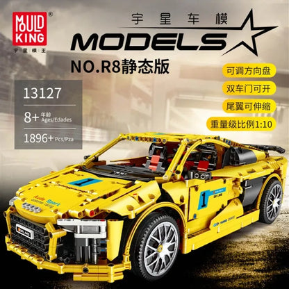 Mould King MOC Motorized Building Block Set: Audi R8 V10 Roadster Racing Car 13127, Model K13127