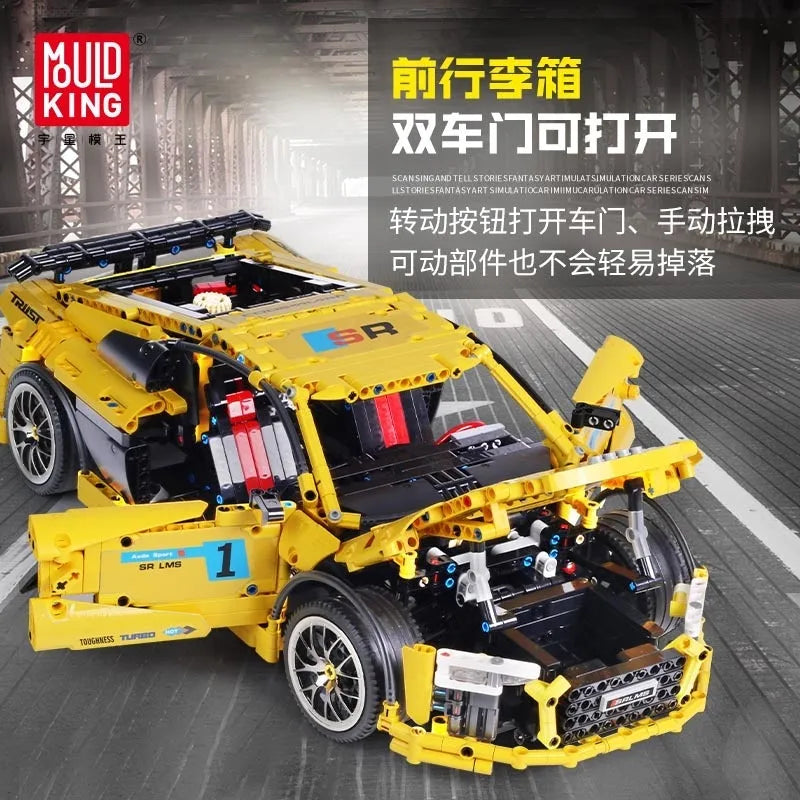 Mould King MOC Motorized Building Block Set: Audi R8 V10 Roadster Racing Car 13127, Model K13127