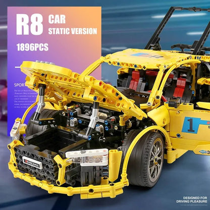 Mould King MOC Motorized Building Block Set: Audi R8 V10 Roadster Racing Car 13127, Model K13127