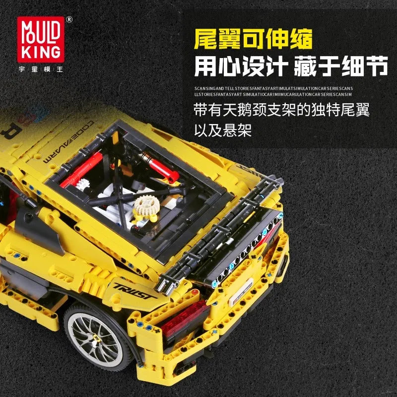 Mould King MOC Motorized Building Block Set: Audi R8 V10 Roadster Racing Car 13127, Model K13127
