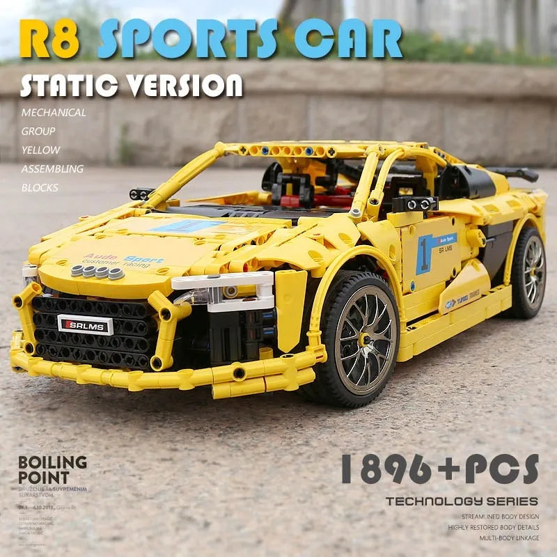 Mould King MOC Motorized Building Block Set: Audi R8 V10 Roadster Racing Car 13127, Model K13127