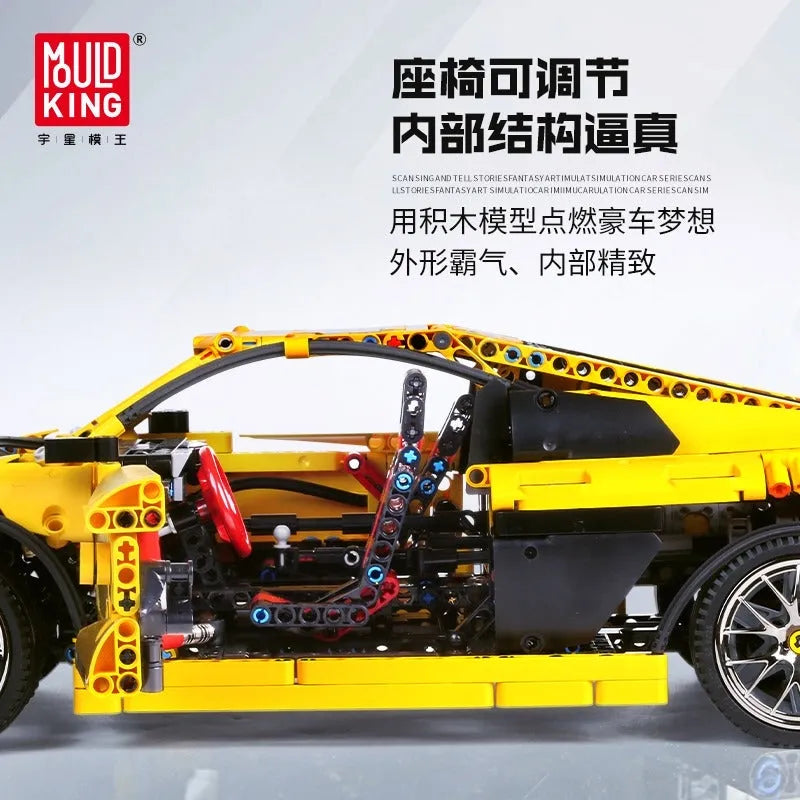 Mould King MOC Motorized Building Block Set: Audi R8 V10 Roadster Racing Car 13127, Model K13127