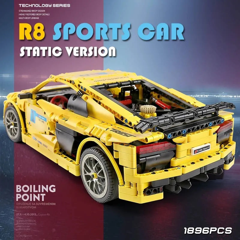 Mould King MOC Motorized Building Block Set: Audi R8 V10 Roadster Racing Car 13127, Model K13127