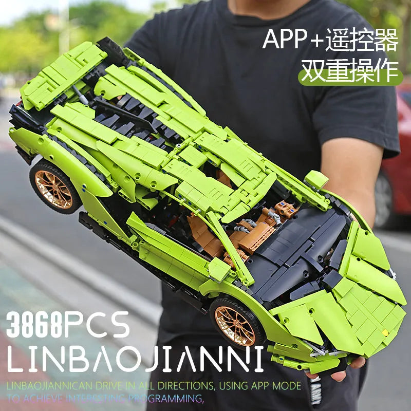 Mould King MOC Motorized Building Block Set: Lamborghini Hyper Racing Car 13057