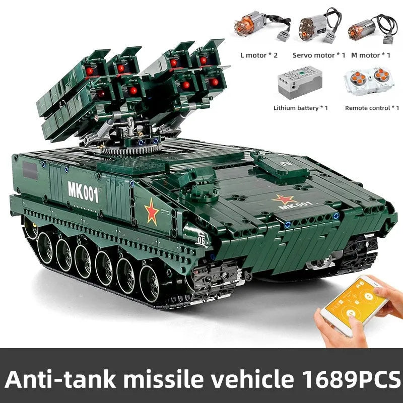 Mould King MOC Motorized Building Block Set: RC APP HJ10 anti-tank Missile, Model K20001