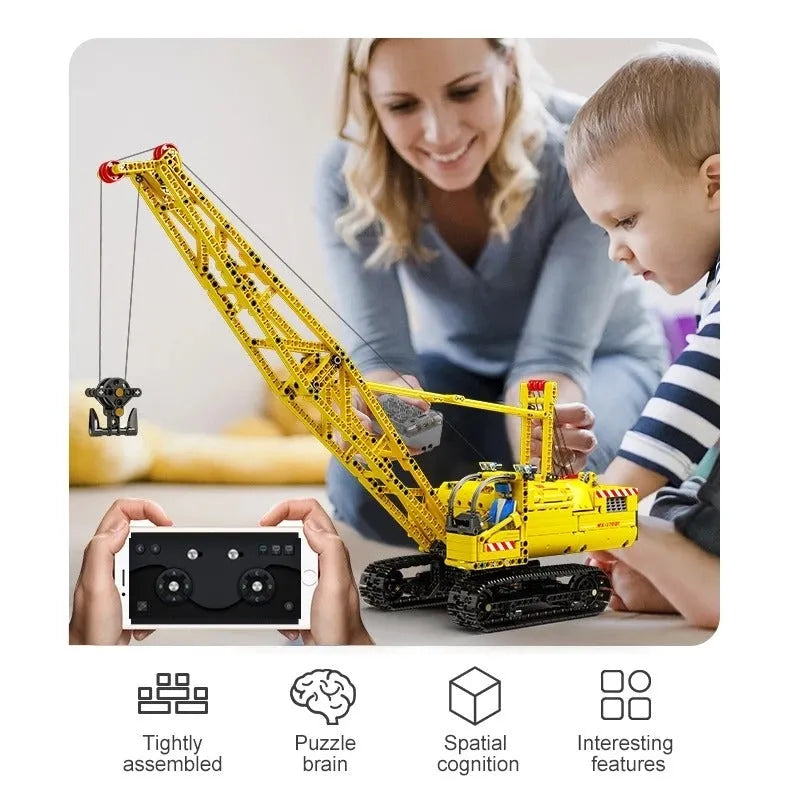 Mould King MOC Building Block Set: Motorized APP RC Crawler Crane, Model 17001