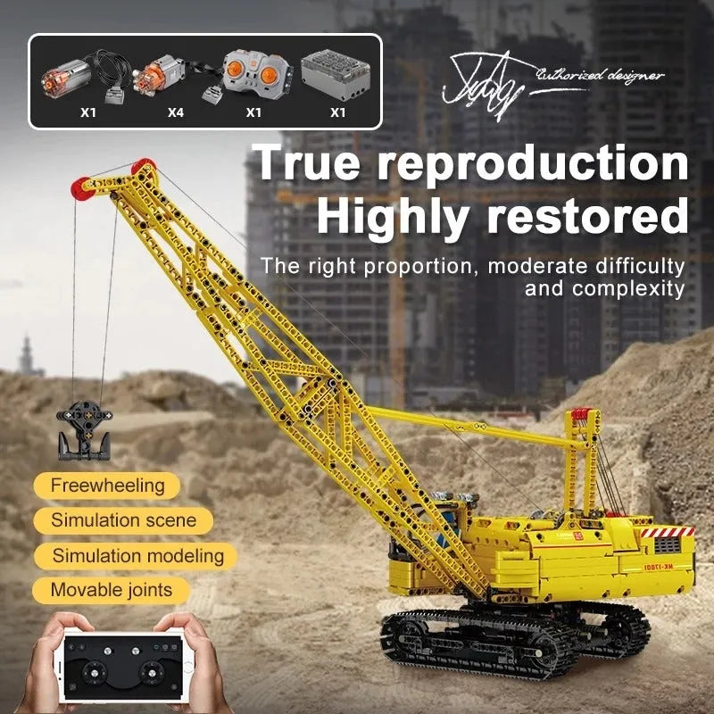 Mould King MOC Building Block Set: Motorized APP RC Crawler Crane, Model 17001