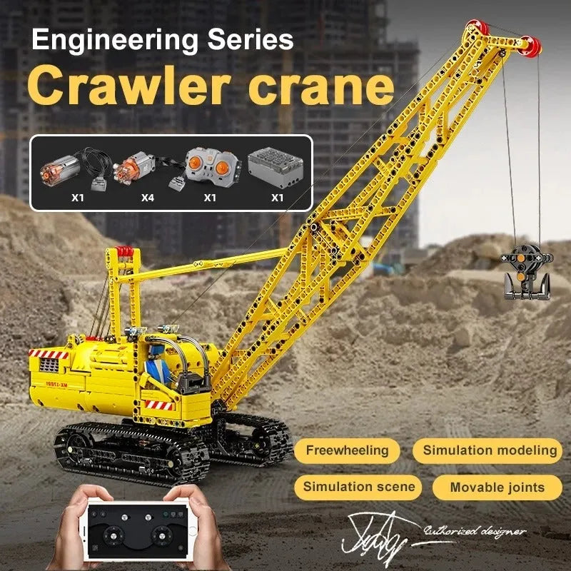 Mould King MOC Building Block Set: Motorized APP RC Crawler Crane, Model 17001