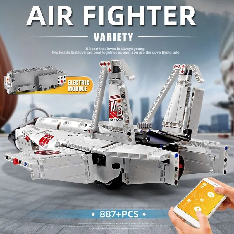 Mould King MOC Building Block Set: Motorized RC Air Racing Jet 15013, Model K15013