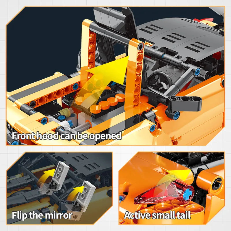 Mould King MOC Motorized Building Block Set: RC APP Challenger Sport Racing Car 15006