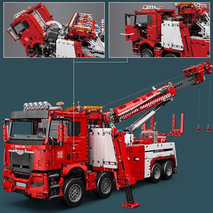 Mould King MOC Motorized Building Block Set: RC APP Fire Service Rescue Truck 17027