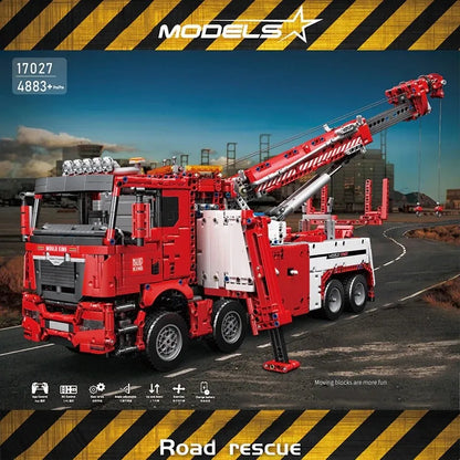 Mould King MOC Motorized Building Block Set: RC APP Fire Service Rescue Truck 17027