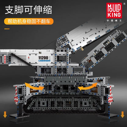 Mould King MOC Motorized Building Block Set: RC APP Liebherr Crawler Crane 17002
