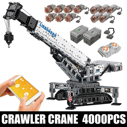 Mould King MOC Motorized Building Block Set: RC APP Liebherr Crawler Crane 17002