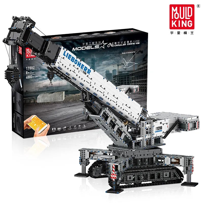 Mould King MOC Motorized Building Block Set: RC APP Liebherr Crawler Crane 17002