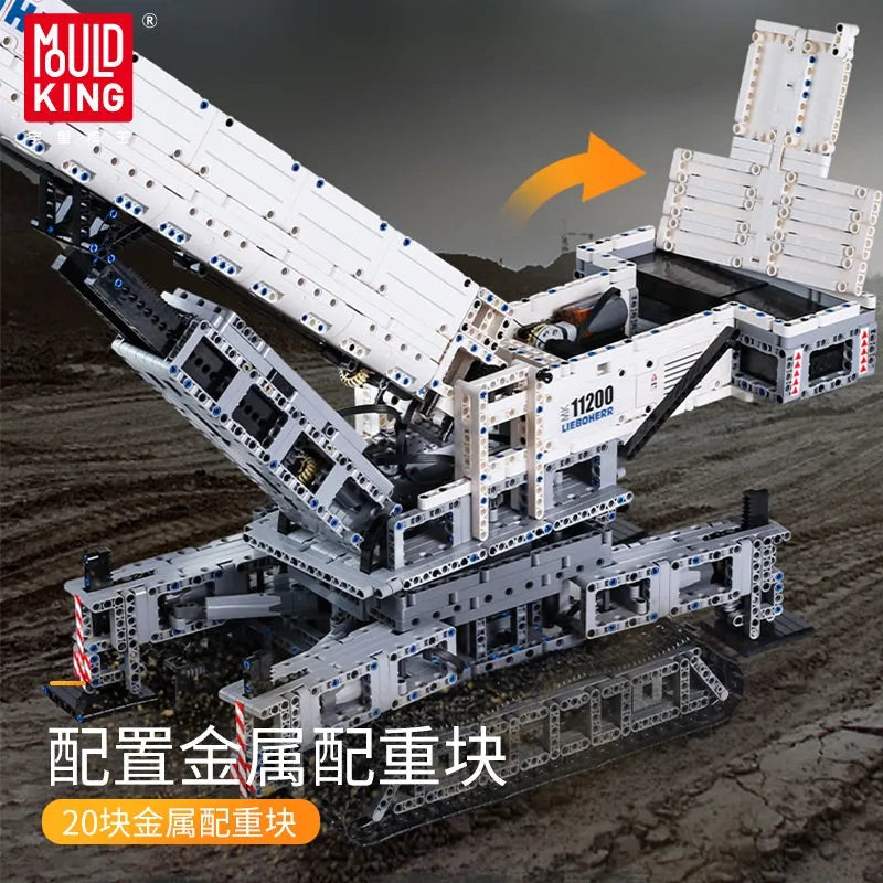 Mould King MOC Motorized Building Block Set: RC APP Liebherr Crawler Crane 17002