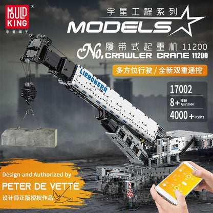 Mould King MOC Motorized Building Block Set: RC APP Liebherr Crawler Crane 17002
