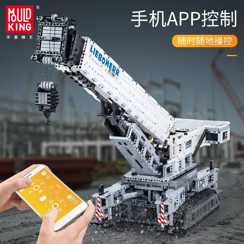 Mould King MOC Motorized Building Block Set: RC APP Liebherr Crawler Crane 17002