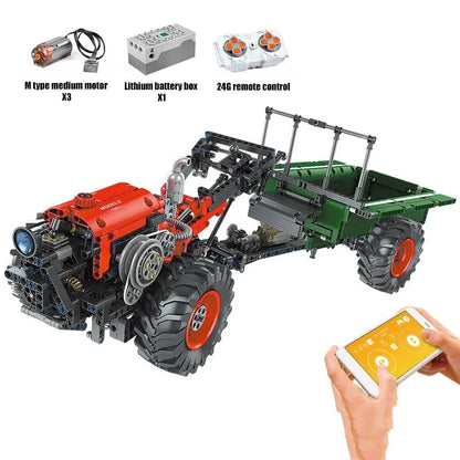 Mould King MOC Building Block Set: RC APP Motorized Farm Tractor 17005, Model K17005