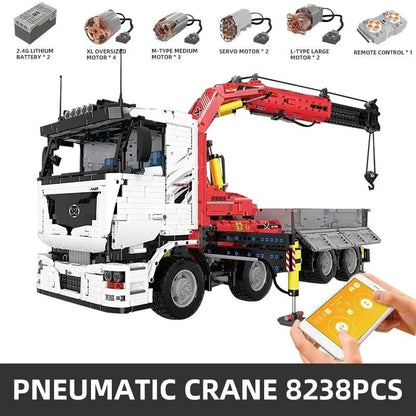 Mould King MOC Motorized Building Block Set: RC City Large Pneumatic Crane Truck, Model 19002