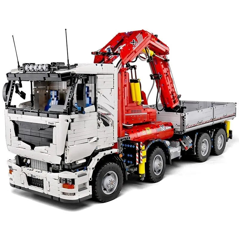 Mould King MOC Motorized Building Block Set: RC City Large Pneumatic Crane Truck, Model 19002
