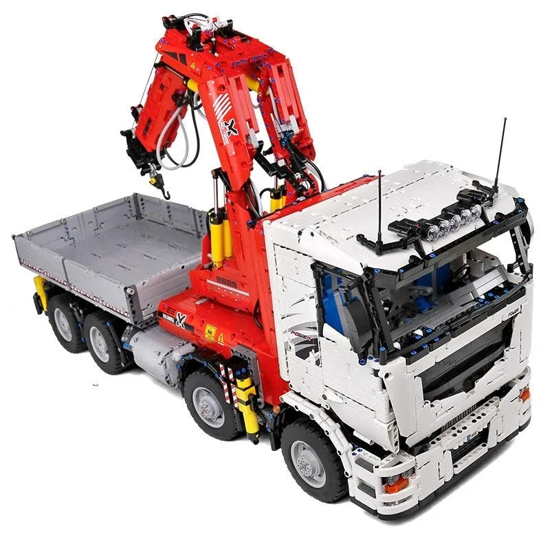 Mould King MOC Motorized Building Block Set: RC City Large Pneumatic Crane Truck, Model 19002
