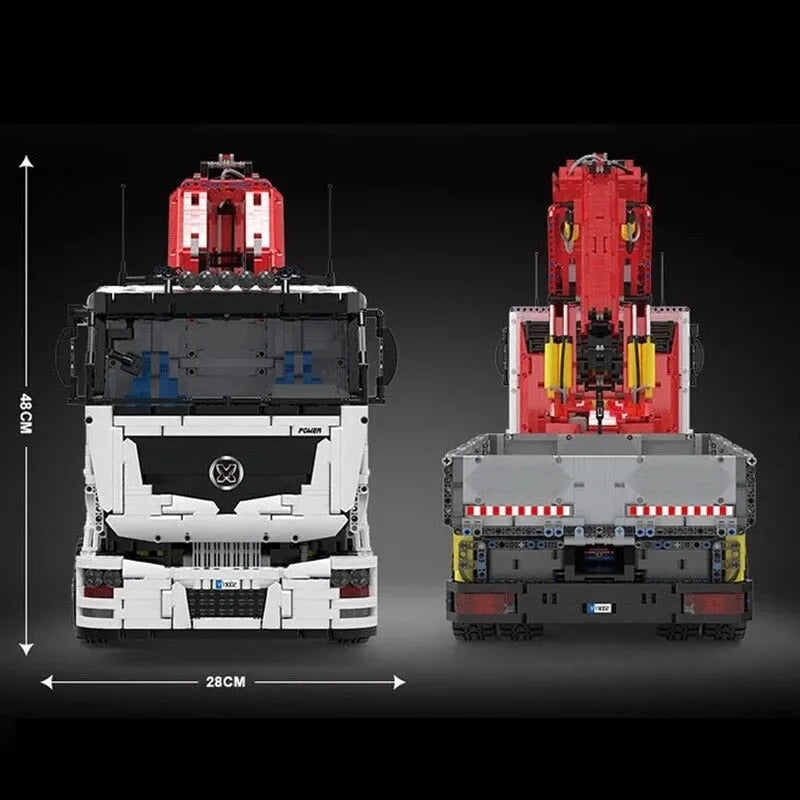 Mould King MOC Motorized Building Block Set: RC City Large Pneumatic Crane Truck, Model 19002
