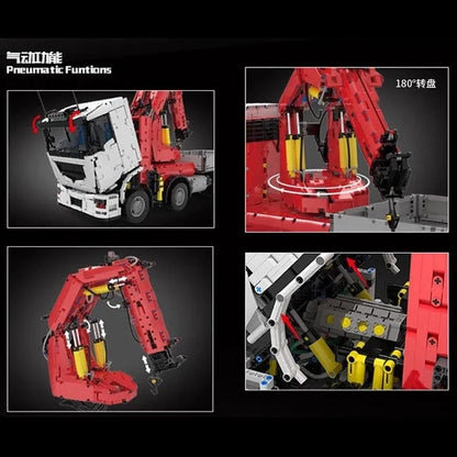 Mould King MOC Motorized Building Block Set: RC City Large Pneumatic Crane Truck, Model 19002