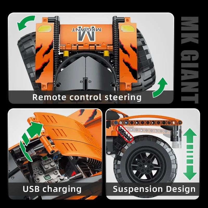 Mould King MOC Motorized Building Block Set: RC Giant Monster Buggy Truck 18025, Model K18025