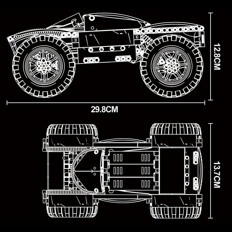 Mould King MOC Motorized Building Block Set: RC Giant Monster Buggy Truck 18025, Model K18025