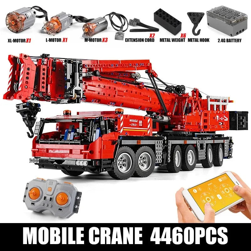 Mould King MOC Motorized Building Block Set: RC Heavy GMK Mobile Crane Truck 17013