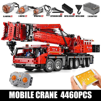 Mould King MOC Motorized Building Block Set: RC Heavy GMK Mobile Crane Truck 17013