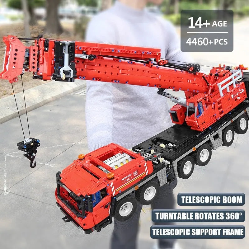 Mould King MOC Motorized Building Block Set: RC Heavy GMK Mobile Crane Truck 17013