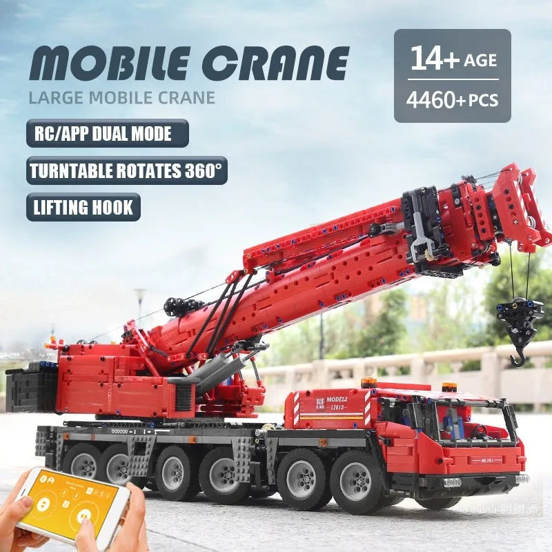 Mould King MOC Motorized Building Block Set: RC Heavy GMK Mobile Crane Truck 17013