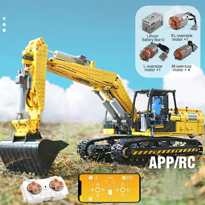 Mould King MOC Motorized Building Block Set: RC Link Belt 250 Excavator Truck 13112, Model K13112