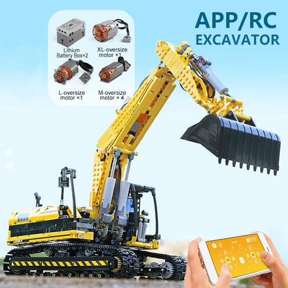 Mould King MOC Motorized Building Block Set: RC Link Belt 250 Excavator Truck 13112, Model K13112