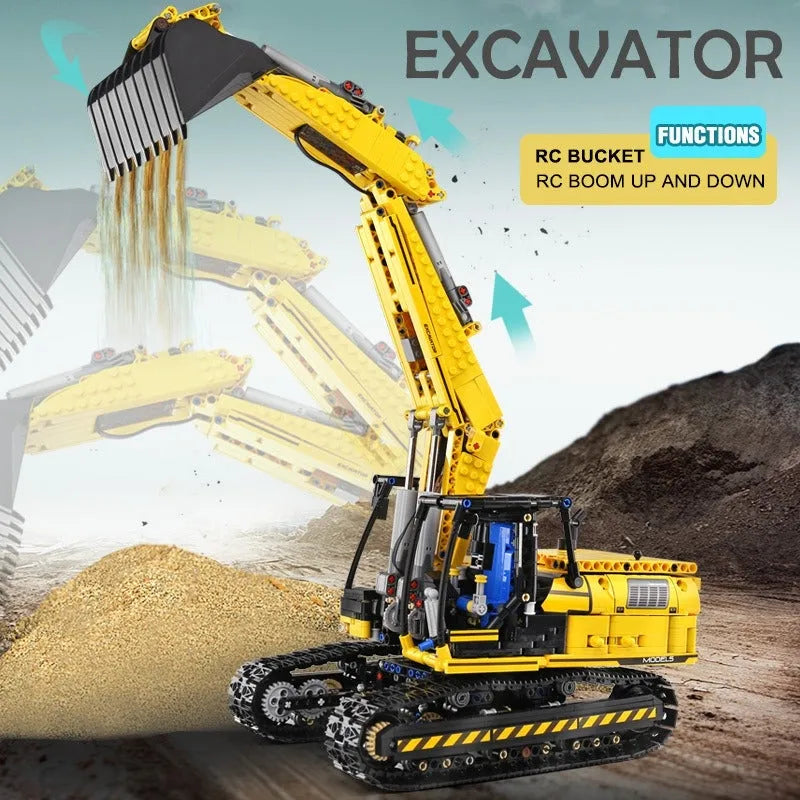Mould King MOC Motorized Building Block Set: RC Link Belt 250 Excavator Truck 13112, Model K13112