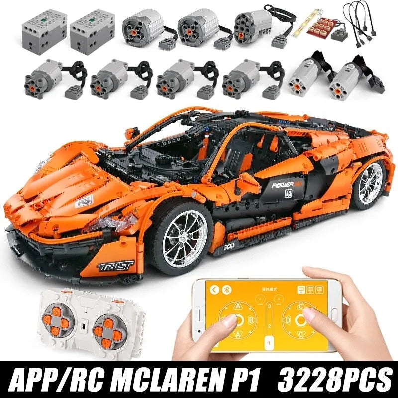Mould King MOC Motorized Building Block Set: RC McLaren P1 Racing Hypercar 13090, Model 13090D