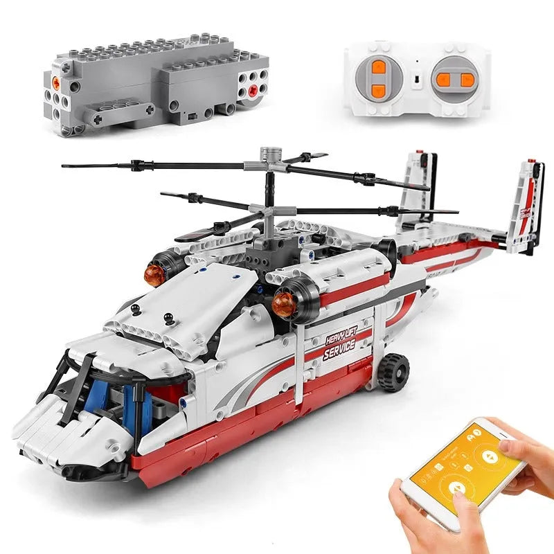 Mould King MOC Building Block Set: RC Motorized Heavy Lift Helicopter 15012, Model K15012