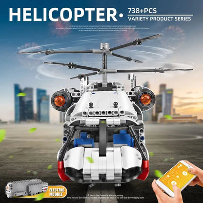 Mould King MOC Building Block Set: RC Motorized Heavy Lift Helicopter 15012, Model K15012
