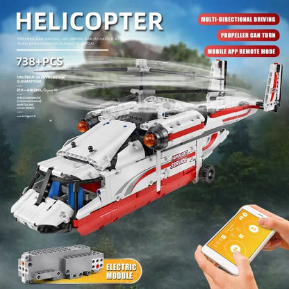Mould King MOC Building Block Set: RC Motorized Heavy Lift Helicopter 15012, Model K15012