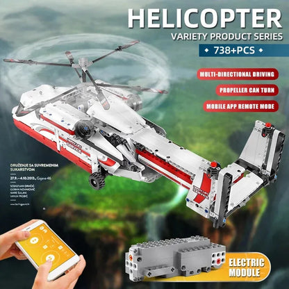 Mould King MOC Building Block Set: RC Motorized Heavy Lift Helicopter 15012, Model K15012