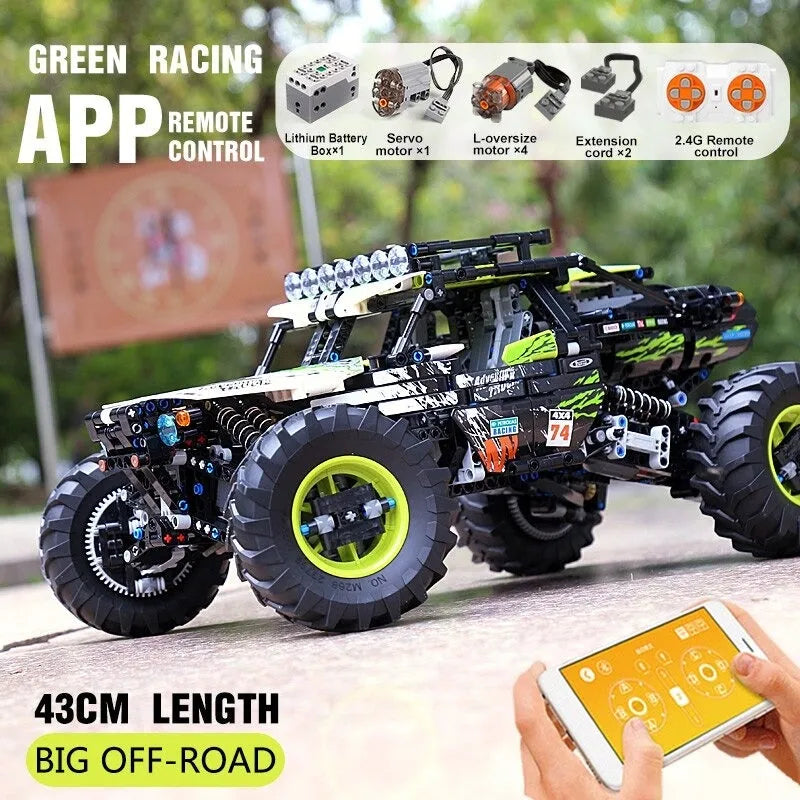 Mould King MOC Motorized Building Block Set: RC Off-Road 4WD Buggy Truck 18002, Model K18002