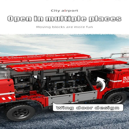 Mould King Building Block Set: Motorized RC Pneumatic Airport Rescue Truck, Model 19004