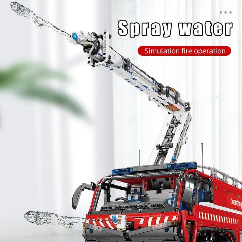 Mould King Building Block Set: Motorized RC Pneumatic Airport Rescue Truck, Model 19004